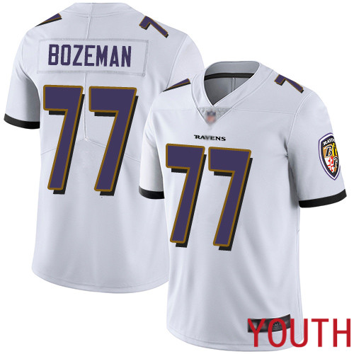 Baltimore Ravens Limited White Youth Bradley Bozeman Road Jersey NFL Football #77 Vapor Untouchable->nfl t-shirts->Sports Accessory